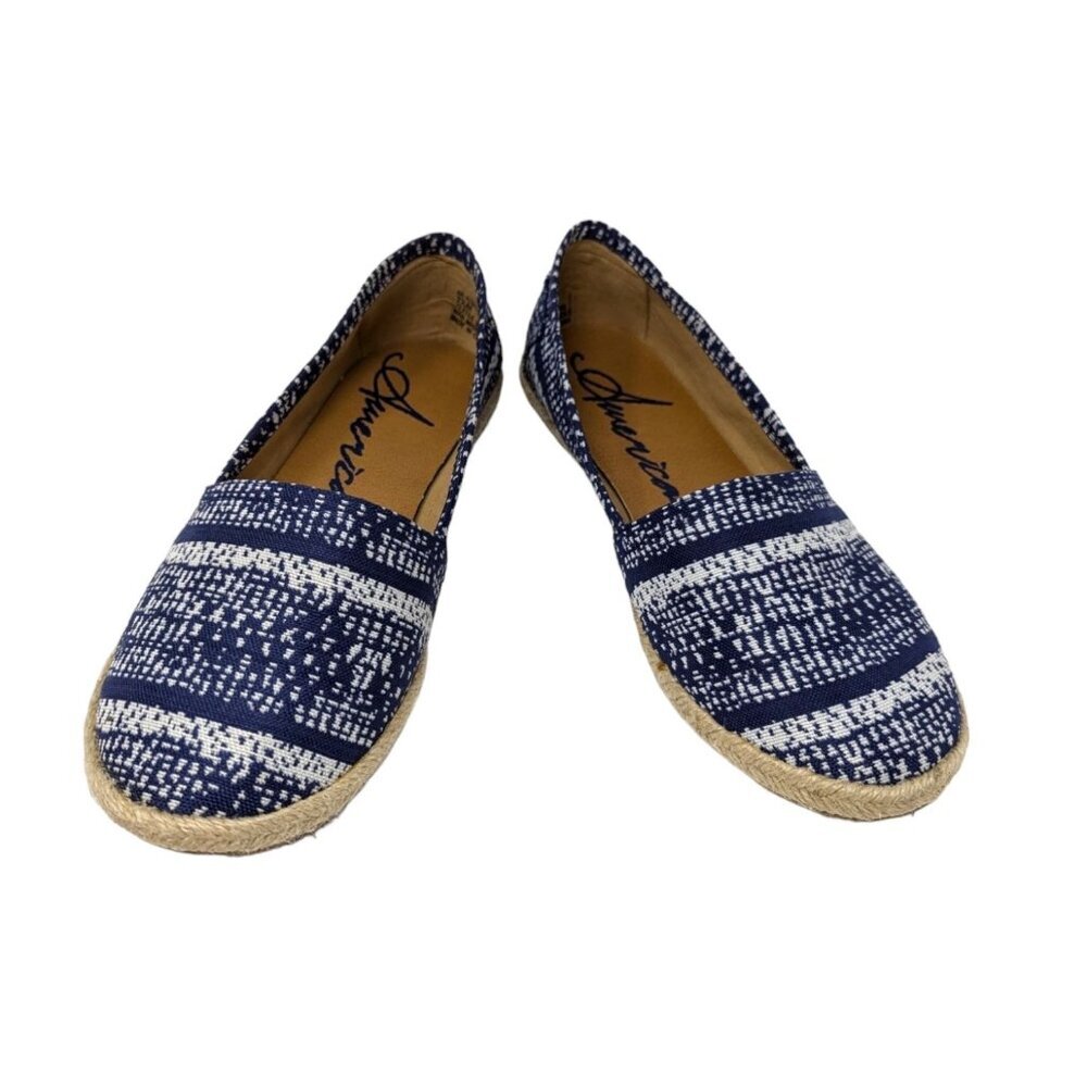 American Rag Aowen Navy Blue White Espadrille Canvas Slip On Shoes Size 7.5